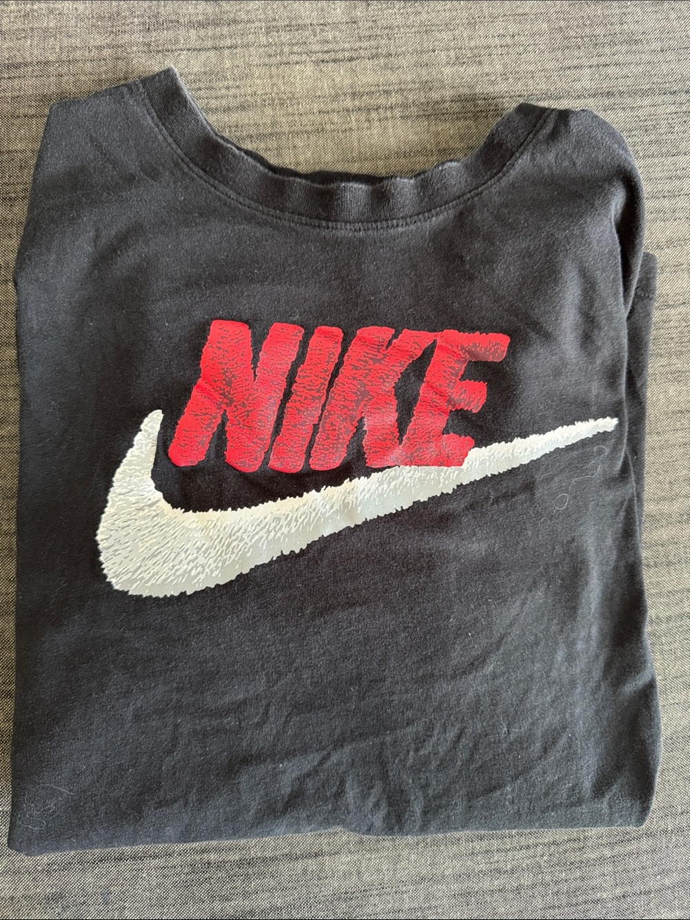 Nike Black Tee with Red Logo and White Swoosh